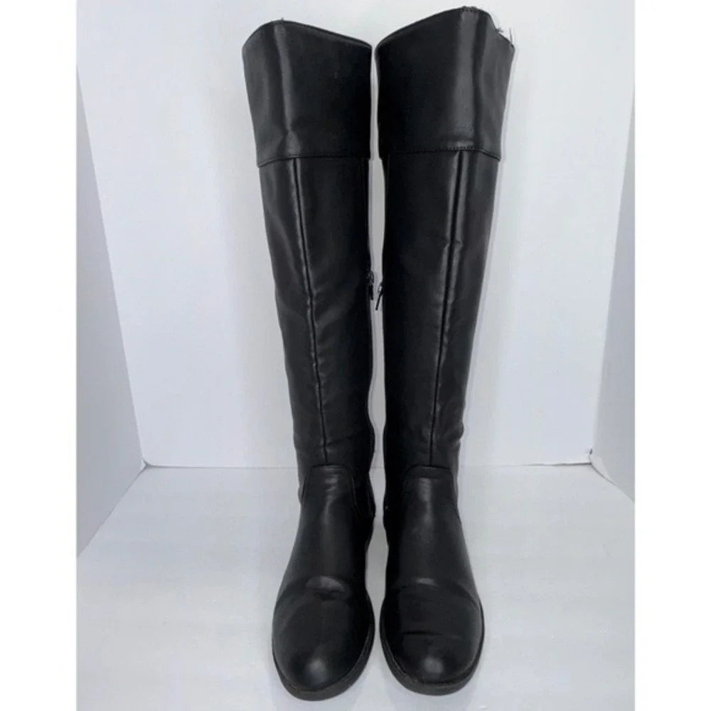 Primark Black Knee‑High Studded Womens Equestrian Riding‎ Boots 6 Biker Y2K Goth